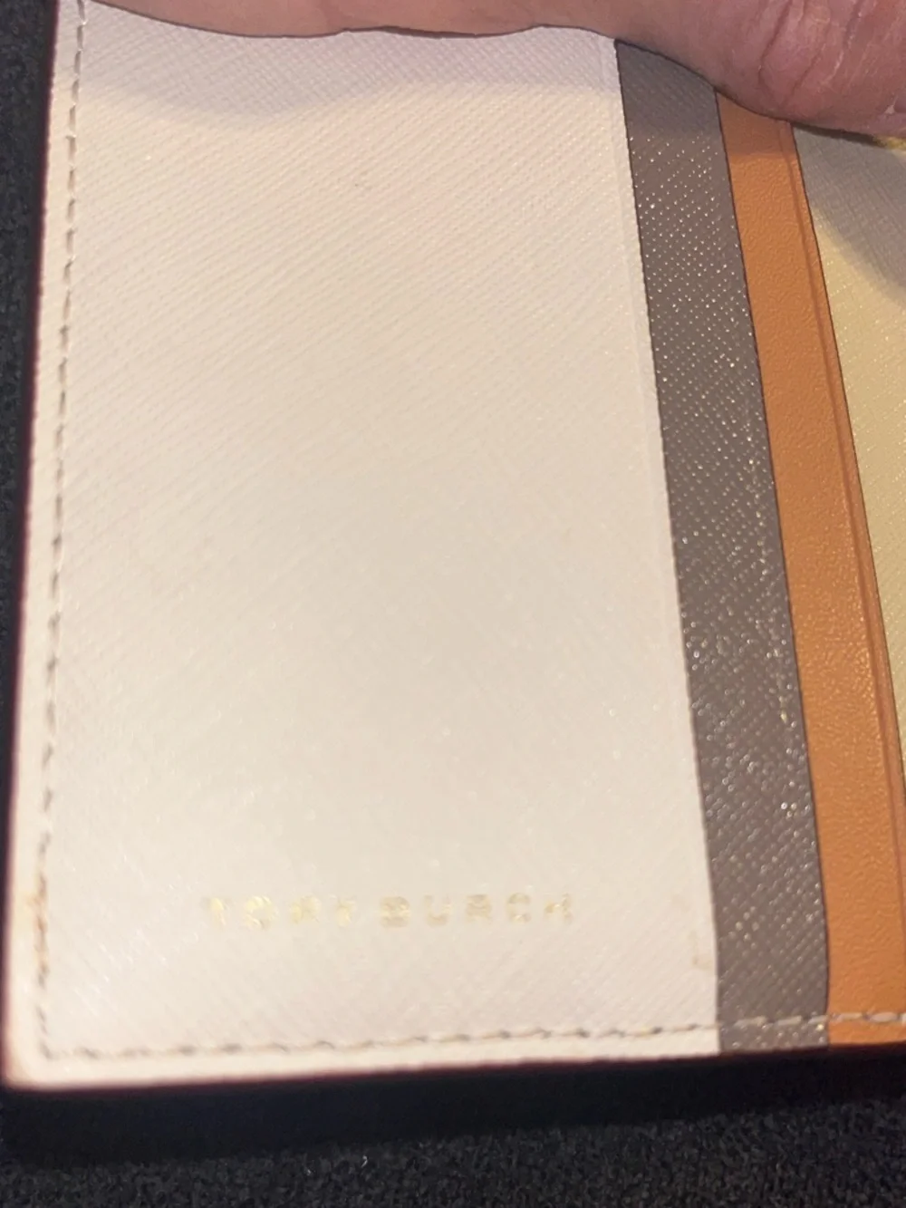 TORY BURCH WALKER CARD CASE WHITE PEBBLED LEATHER COMPACT WALLETT